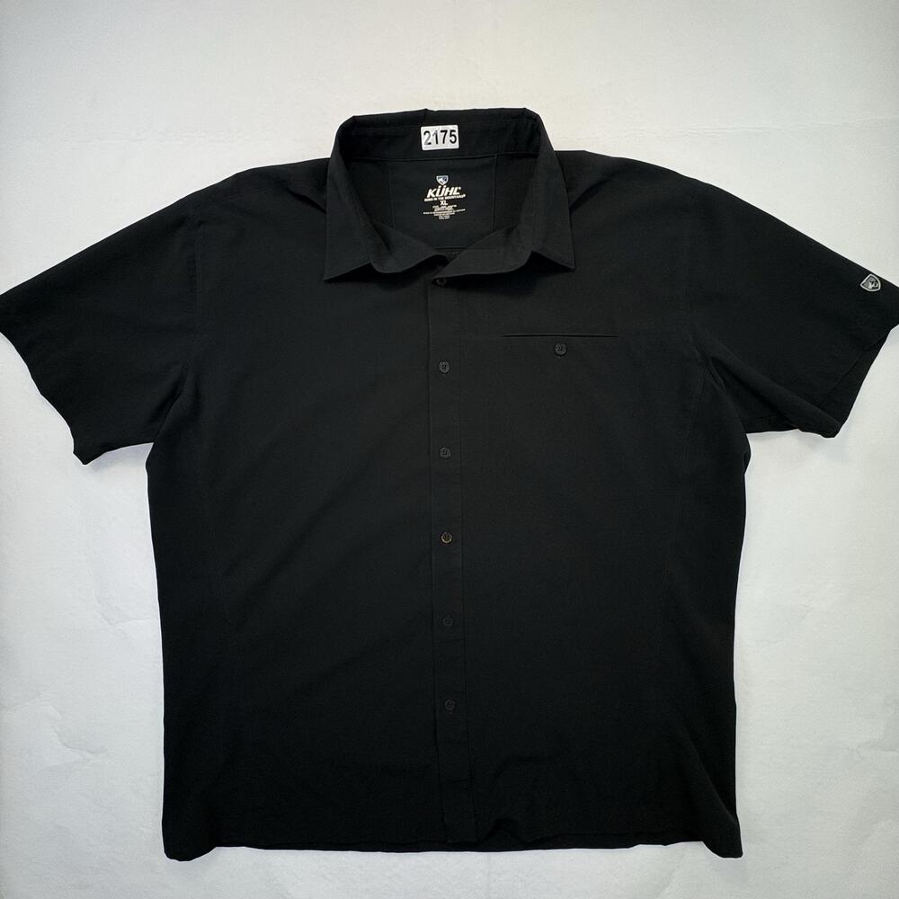 Kuhl Tufflex Shirt Mens XL Black Solid Short Sleeve Button Up Hiking Outdoor